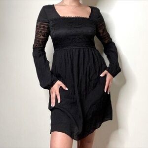 A Byer size 3 black gauze lace cottagecore dress